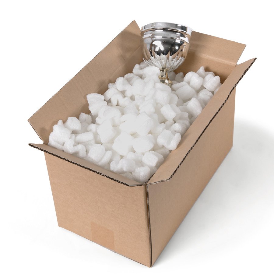 Die Verpackungschips Naturfll bestehen zu 100% aus Maisstrke und Wasser