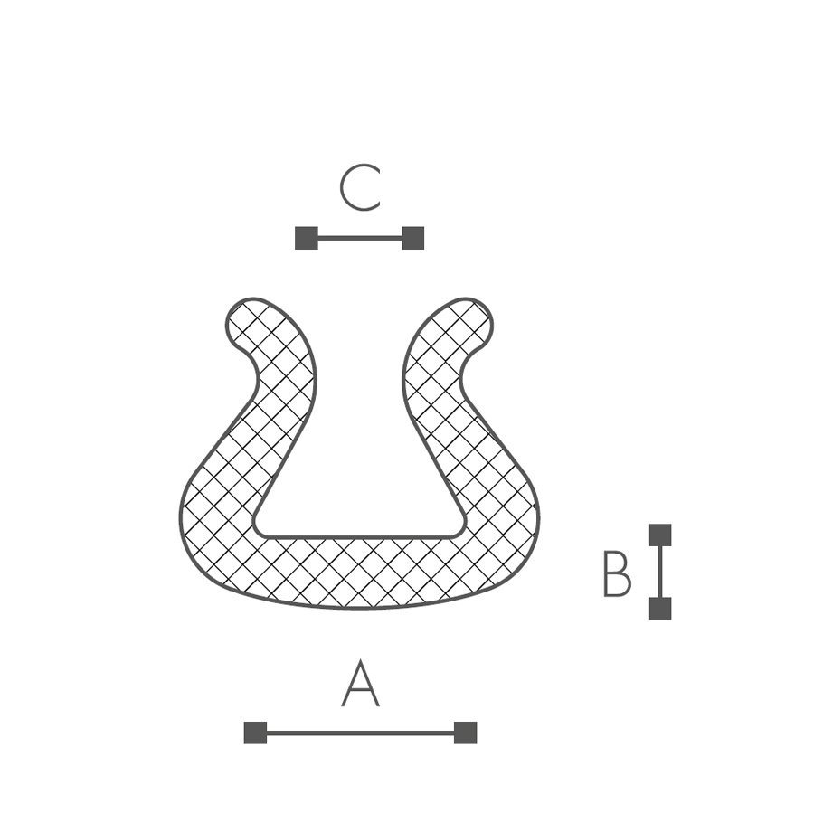 Abmessungen des Schaumprofils (siehe Preistabelle) Abmessungen des Schaumprofils (siehe Preistabelle)