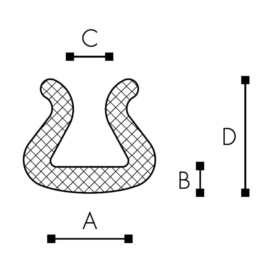 Abmessungen des Schaumprofils (siehe Preistabelle)
