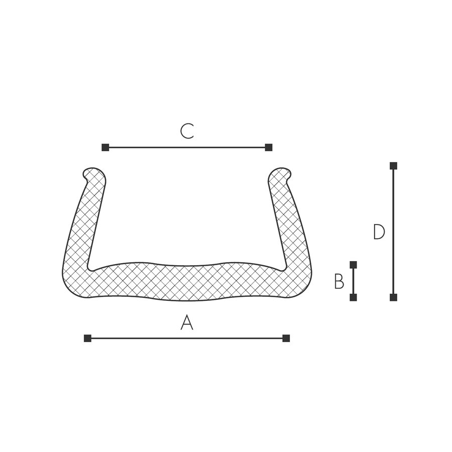 Abmessungen des Schaumprofils (siehe Preistabelle) Abmessungen des Schaumprofils (siehe Preistabelle)