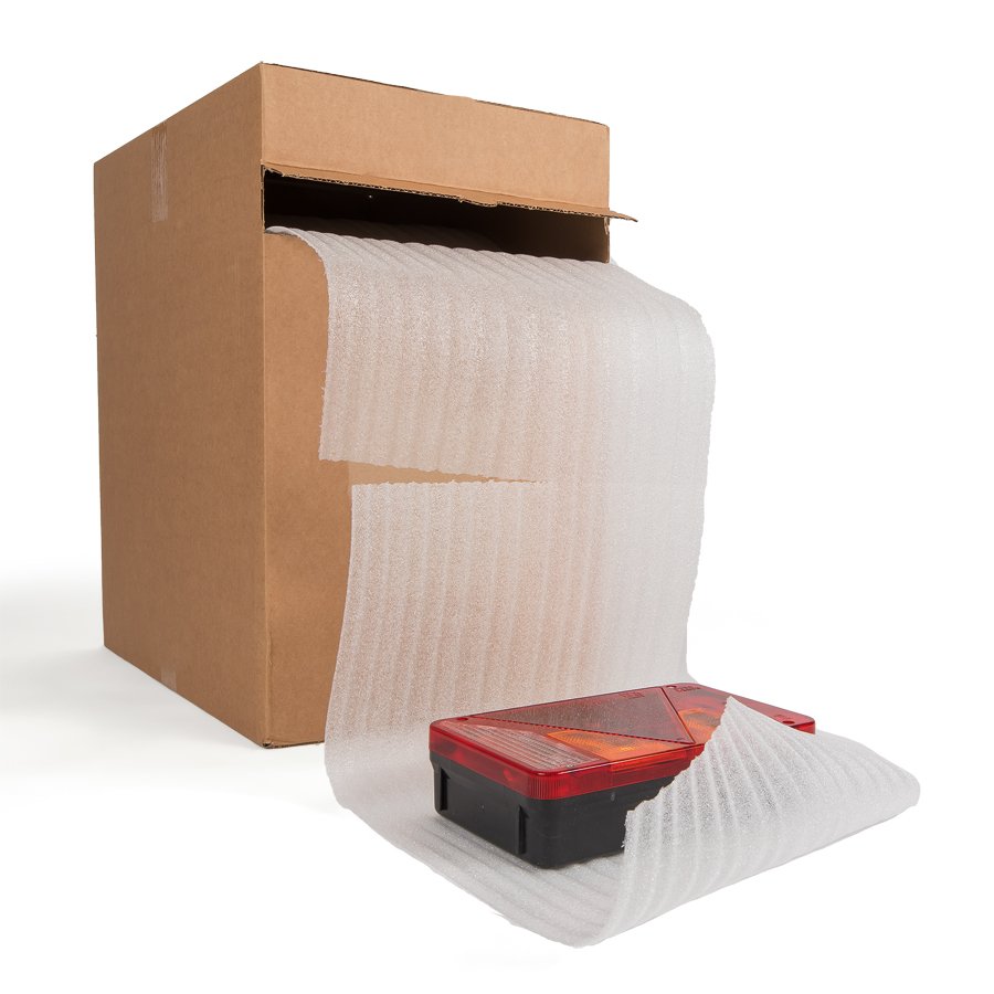 Perforierte Schaumfolie in der Spendebox Perforierte Schaumfolie in der Spendebox