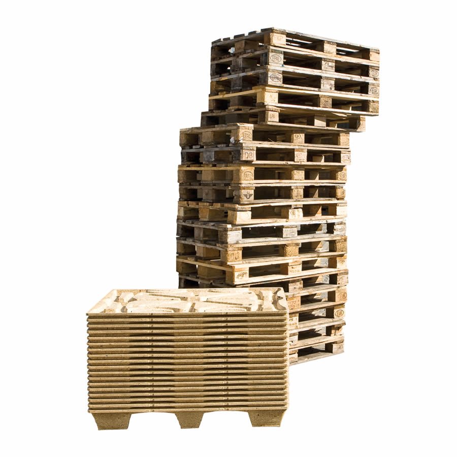 Ineinander stapelbare Inka-/Pressspanpaletten sparen über 33% Lagerfläche Ineinander stapelbare Inka-/Pressspanpaletten sparen über 33% Lagerfläche