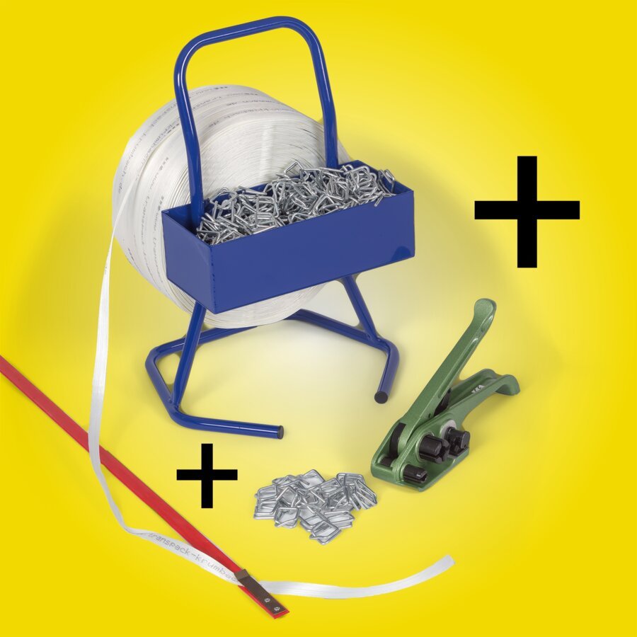 Textil-Umreifungsband + Zubehör Spar-Set Textil-Umreifungsband + Zubehör Spar-Set