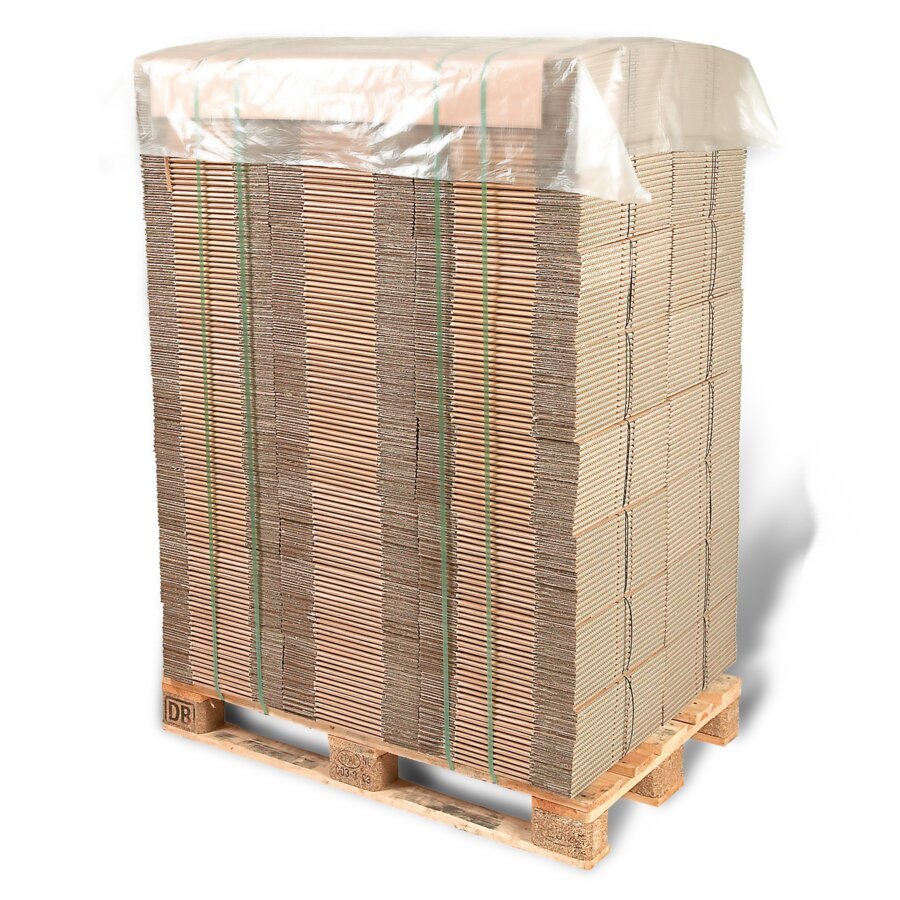 Transparentes Abdeckblatt f�r Paletten aus 50% recyceltem LDPE-Material