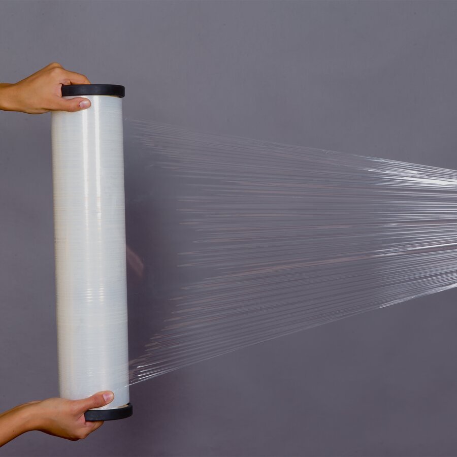 Handstretchfolie, vorgedehnt spart Kraft und Entsorgungskosten