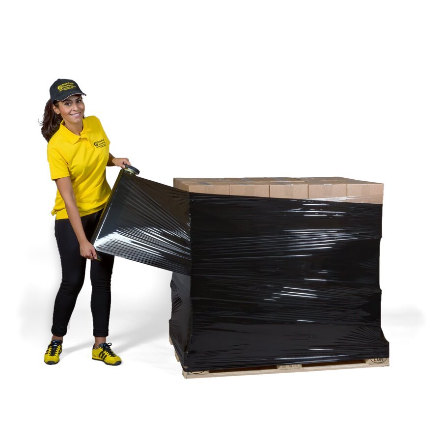 Schwarze Handstretchfolie auch mit Ihrem Firmenlogo erhltlich