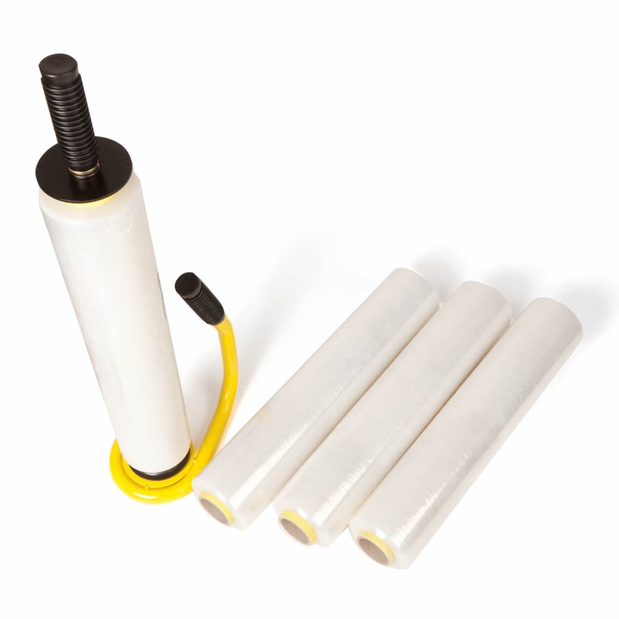 Geeignet für 500 mm breite Stretchfolienrollen mit 38 mm Kerndurchmesser Geeignet für 500 mm breite Stretchfolienrollen mit 38 mm Kerndurchmesser