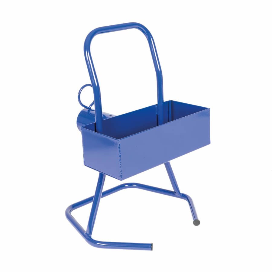 Abrollständer für Umreifungsband mit großen Behälter für Zubehör Abrollständer für Umreifungsband mit großen Behälter für Zubehör