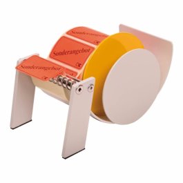 Praktischer Etikettenspender für unterschiedliche Etikettenrollen Etikettenspender mit eingelegter Rolle