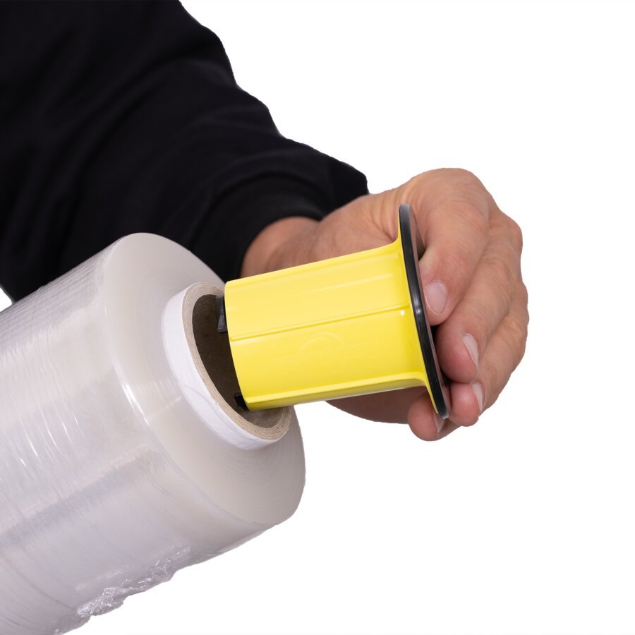 Einfach auf die Folienrollen aufstecken und mit dem Einstretchen beginnen