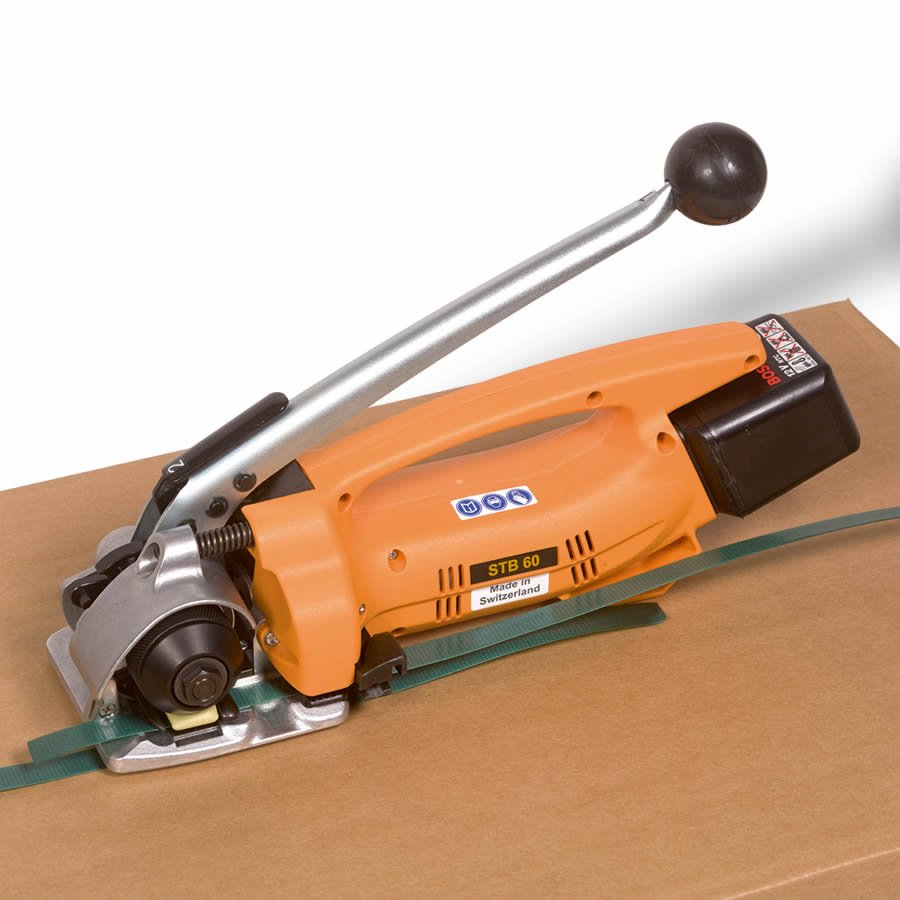 Elektronischer Verschluss ohne Hülsen: PP- und PET-Bänder werden sicher verschweißt Elektronischer Verschluss ohne Hülsen: PP- und PET-Bänder werden sicher verschweißt