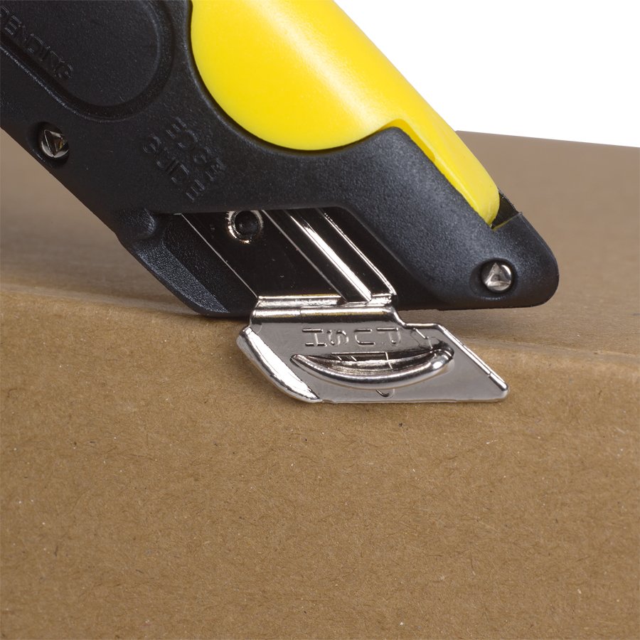 Arretierbare Schnittführung - bleibt in Position und schützt wenn die Klinge zurückfährt Arretierbare Schnittführung - bleibt in Position und schützt wenn die Klinge zurückfährt