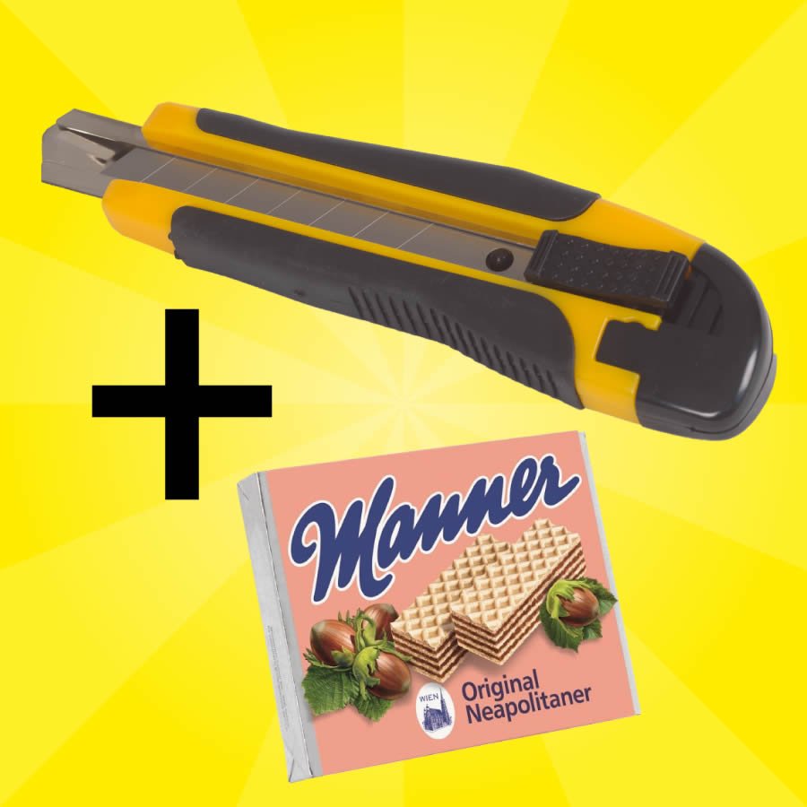 Cuttermesser-Set mit 12 Messern + Gratis Manner Waffeln Cuttermesser-Set mit 12 Messern + Gratis Manner Waffeln