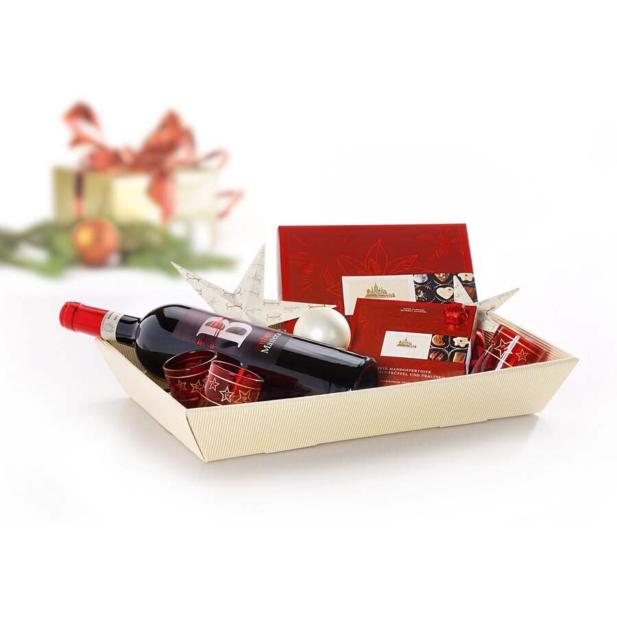 Prsentkorb flach creme gefllt