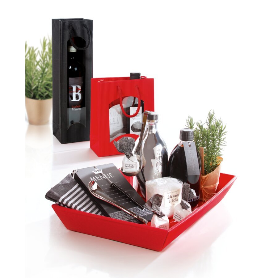 Pr�sentkorb flach rot gef�llt