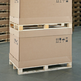 Mit diesem Palettencontainer l�sst es sich stapeln.