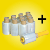 Ministretchfolie 100 mm 150 lfm 23 my Set 20 Rollen mit Handgriff