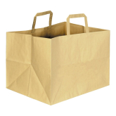 Papier-Tragetasche mit Henkel und breitem Boden 320 x 220 x 240 mm braun