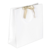 Papier-Tragetasche mit Henkel und Schleife 280 x 100 x 280 mm elfenbein
