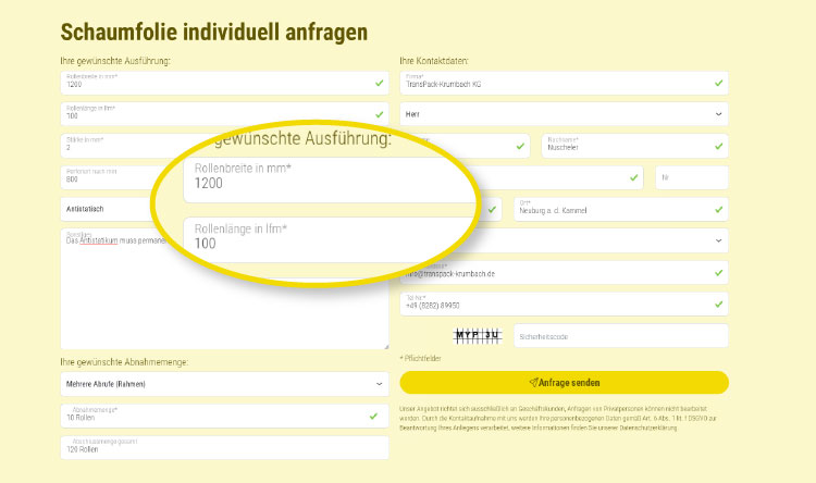 Anfrageformulare