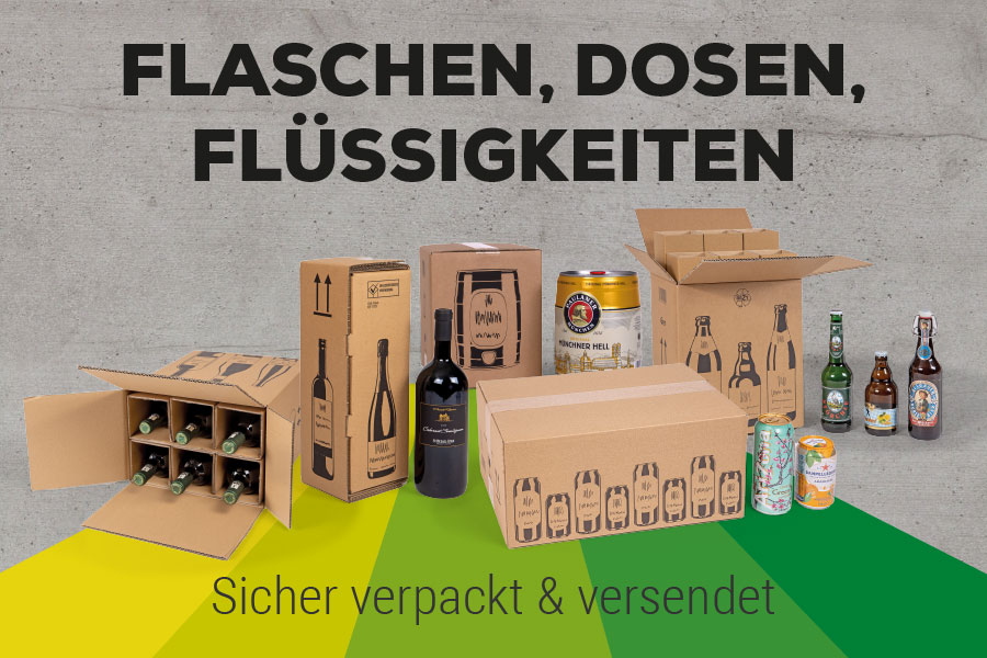 Flaschen Dosen und Flssigkeiten - sicher verpackt und verschickt